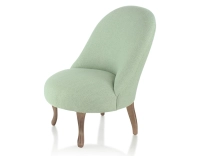 Fauteuil crapaud sans accoudoirs pieds bois teinte noyer et tissu vert sauge Fauteuil crapaud sans accoudoirs pieds bois teinte noyer et tissu vert sauge