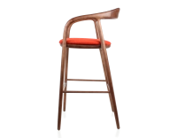 Tabouret de bar h80 cm teinte assise bois teinte marron foncé et tissu orange brulé Tabouret de bar h80 cm teinte assise bois teinte marron foncé et tissu orange brulé