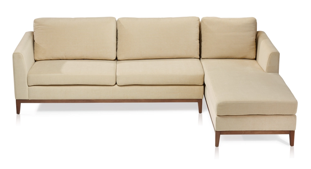 Canapé d'angle méridienne droite 4 places tissu crème (2G - MD) Canapé d'angle méridienne droite 4 places tissu crème (2G - MD)