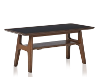 Table basse rectangulaire en chêne et céramique avec bois teinte marron foncé plateau céramique noir unie 100x50 cm Table basse rectangulaire en chêne et céramique avec bois teinte marron foncé plateau céramique noir unie 100x50 cm