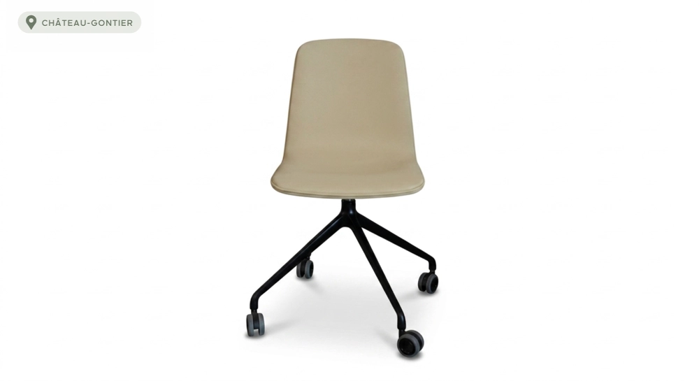 Office chair with 5 branches assise tissu kaki clair