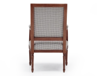 Louis XVI style antique armchair wood antique stain and brown fabric Louis XVI style antique armchair wood antique stain and brown fabric