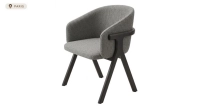 Chaise design en frêne bois teinte anthracite assise tissu gris