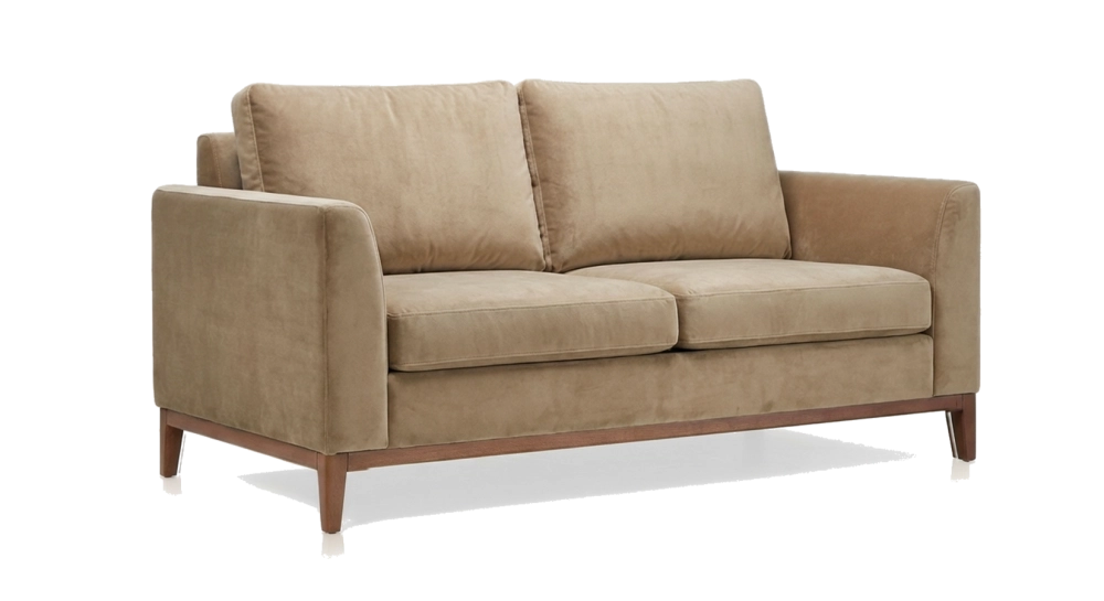 Canapé design 2,5 places tissu velours taupe clair