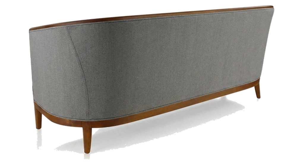 Antique 3 seater sofa cherry-stained wood and light grey fabric