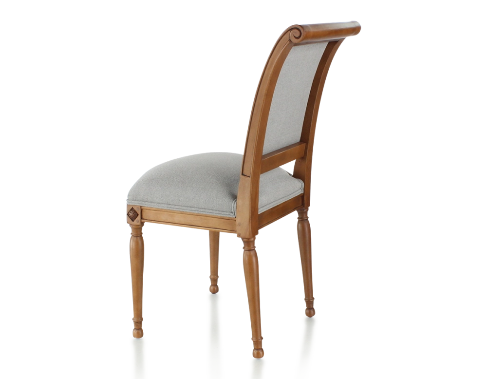 Chaise ancienne style directoire bois teinte ancienne et tissu gris clair Chaise ancienne style directoire bois teinte ancienne et tissu gris clair