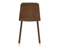 Chaise design en chêne tapissé bois teinte marron foncé assise tissu bouclé vert