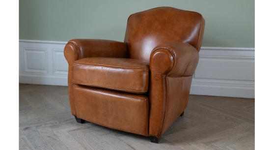 Leather club armchair light brown