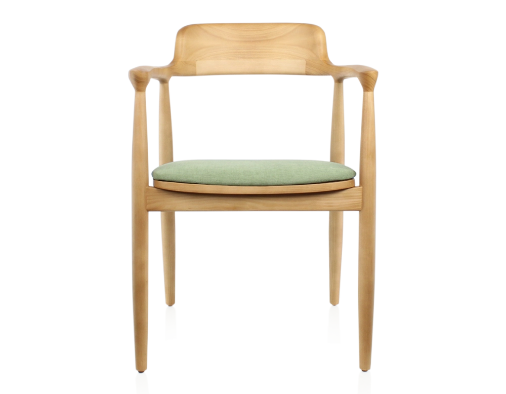 Chaise scandinave bois teinte naturelle et tissu vert Chaise scandinave bois teinte naturelle et tissu vert