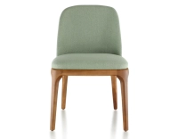 Designer chair Cherry-stained wood and sage green fabric Designer chair Cherry-stained wood and sage green fabric