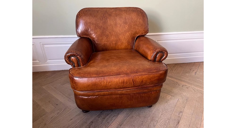 Fauteuil club cuir marron clair Fauteuil club cuir marron clair