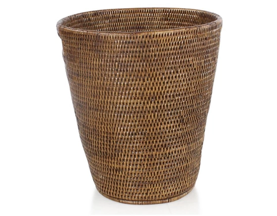 Rattan waste paper basket with handles