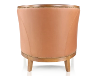 Fauteuil ancien accoudoirs moulurés bois teinte ancienne et cuir caramel Fauteuil ancien accoudoirs moulurés bois teinte ancienne et cuir caramel
