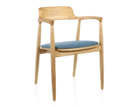Scandinavian chair natural wood stain and denim fabric Scandinavian chair natural wood stain and denim fabric