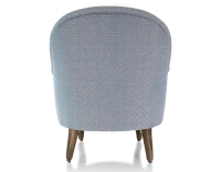 Fauteuil crapaud avec accoudoirs pieds bois teinte noyer et tissu chevron bleu Fauteuil crapaud avec accoudoirs pieds bois teinte noyer et tissu chevron bleu