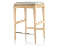 Tabouret de bar design H60 cm bois teinte naturelle assise tissu beige naturel Tabouret de bar design H60 cm bois teinte naturelle assise tissu beige naturel
