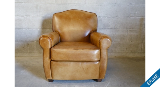 Leather club armchair light brown