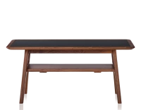 Table basse rectangulaire en noyer et céramique bois teinte naturelle plateau céramique noir unie 100x50 cm