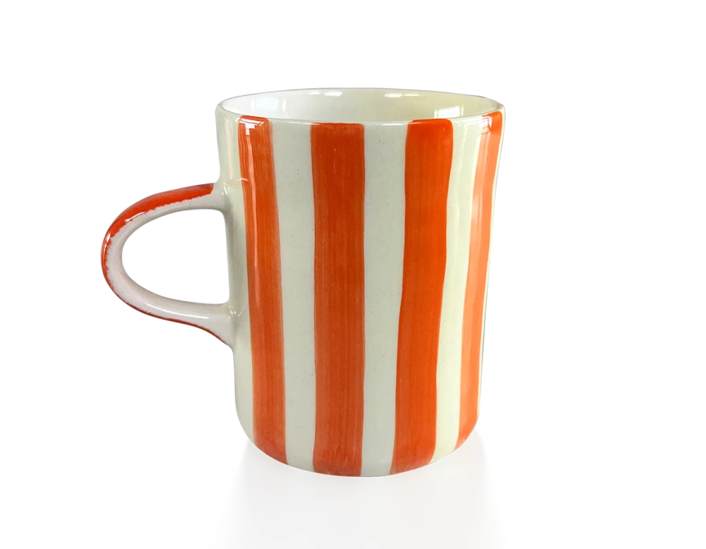 Mug en céramique orange rayé Mug en céramique orange rayé