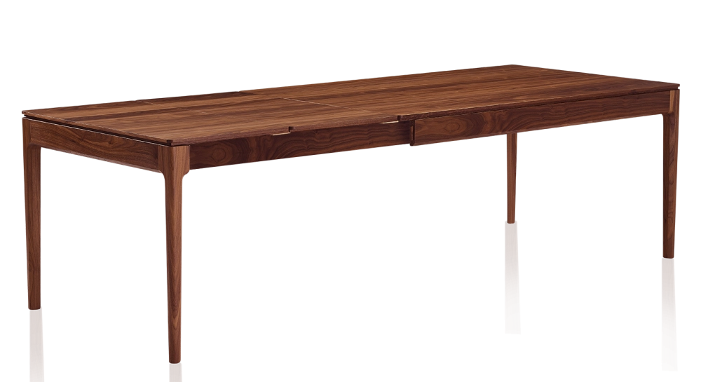 Table extensible 6 à 12 personnes en noyer avec plateau et allonges bois teinte naturelle 140x100 cm Table extensible 6 à 12 personnes en noyer avec plateau et allonges bois teinte naturelle 140x100 cm