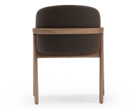 Chaise design bois teinte naturelle assise tissu marron clair Chaise design bois teinte naturelle assise tissu marron clair