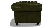 Canapé Chesterfield cuir 2 places vert olive accoudoirs cloutés Canapé Chesterfield cuir 2 places vert olive accoudoirs cloutés