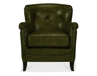 Fauteuil club cuir vert olive accoudoirs cloutés Fauteuil club cuir vert olive accoudoirs cloutés