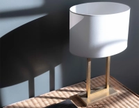 Double gold floor lamp with ivory lampshade Double gold floor lamp with ivory lampshade