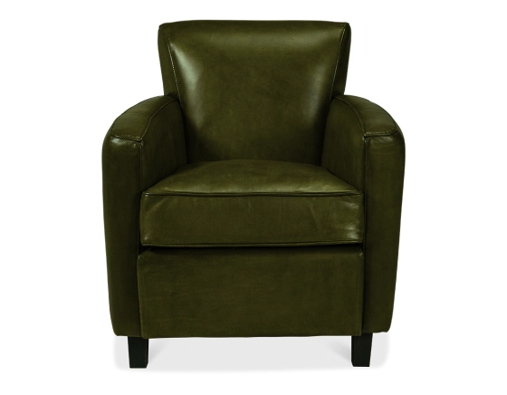 Leather club armchair olive green