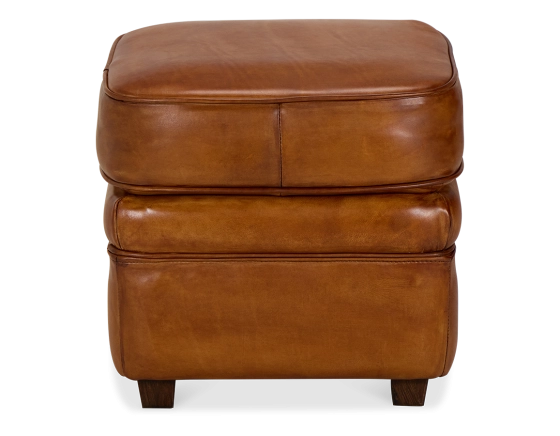 Leather pouffe light brown