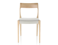 Chaise scandinave bois teinte naturelle assise tissu beige naturel Chaise scandinave bois teinte naturelle assise tissu beige naturel