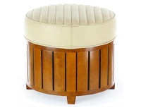 Pouf rond bois et cuir beige Pouf rond bois et cuir beige
