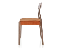 Scandinavian chair wood stained dark brown seat terracotta velvet fabric Scandinavian chair wood stained dark brown seat terracotta velvet fabric