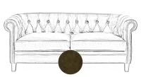 Canapé Chesterfield cuir 2 places vert olive accoudoirs cloutés Canapé Chesterfield cuir 2 places vert olive accoudoirs cloutés