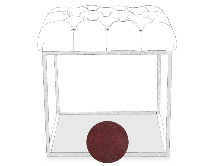 Pouf Chesterfield cuir rouge carmin Pouf Chesterfield cuir rouge carmin