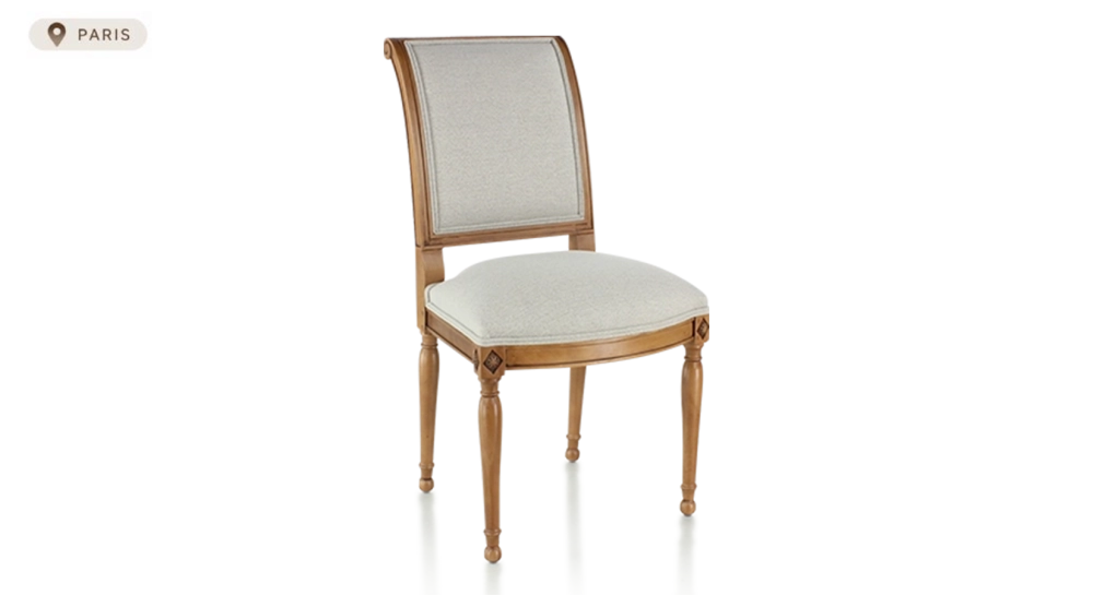 Chaise ancienne style directoire bois teinte ancienne et tissu beige naturel
