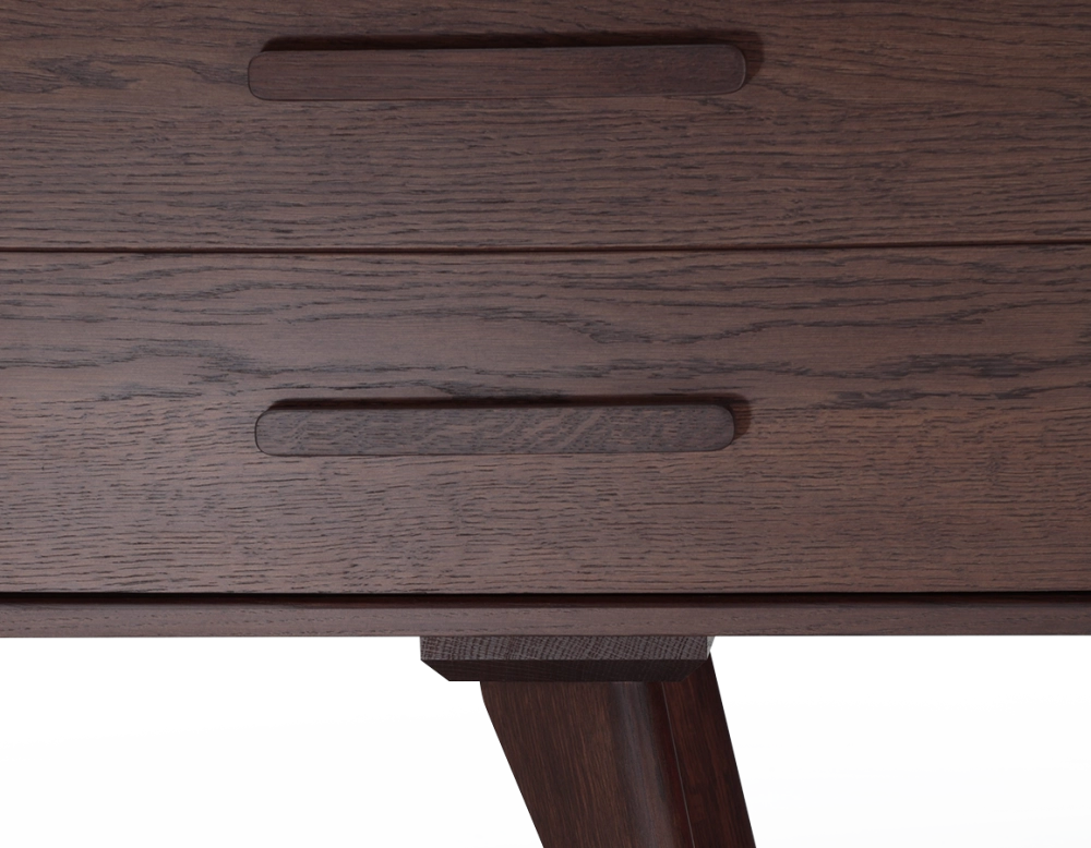 Buffet 2 portes en chêne bois teinte marron foncé Buffet 2 portes en chêne bois teinte marron foncé