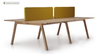 Bureau bench 4 postes chêne teinte naturelle plateau bois 280x160