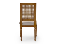 Chaise ancienne style Louis XVI dossier canné assise tissu gris clair Chaise ancienne style Louis XVI dossier canné assise tissu gris clair
