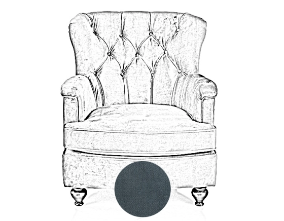 Fauteuil Chesterfield tissu bleu jean moyen dossier