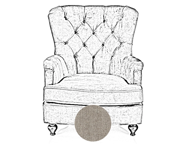 Fauteuil Chesterfield tissu beige naturel haut dossier Fauteuil Chesterfield tissu beige naturel haut dossier