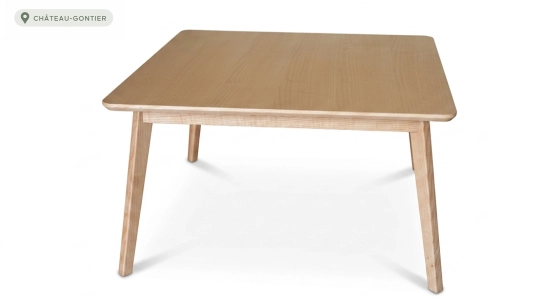 Table basse carré en frêne teinte blanchie 90x90x50 cm