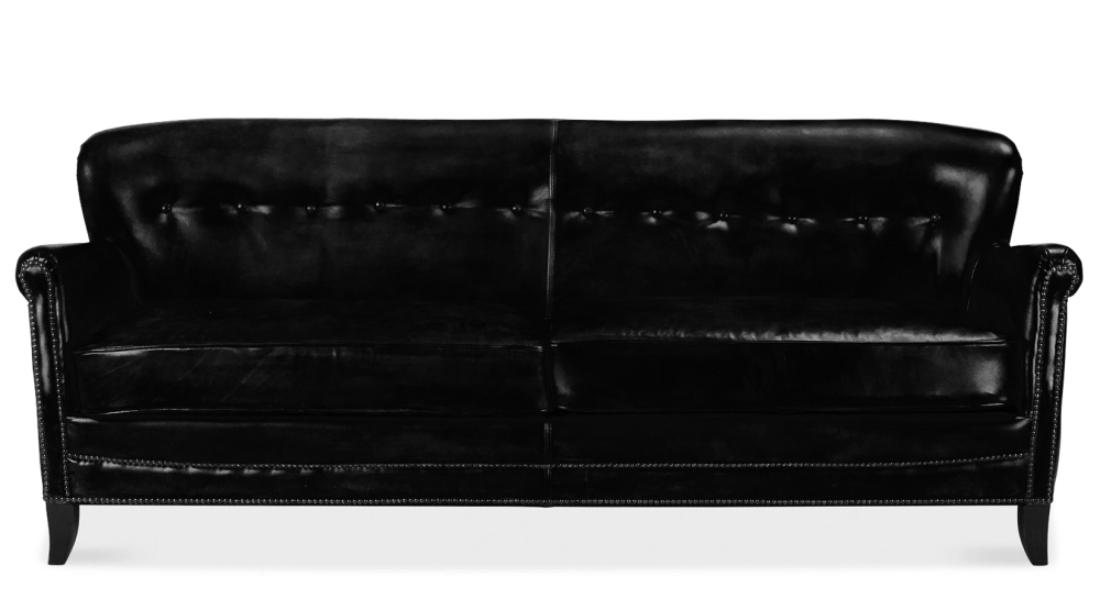 3 seater leather club sofa black studded armrests 3 seater leather club sofa black studded armrests