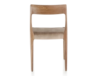 Chaise scandinave bois teinte noyer assise tissu velours taupe clair Chaise scandinave bois teinte noyer assise tissu velours taupe clair