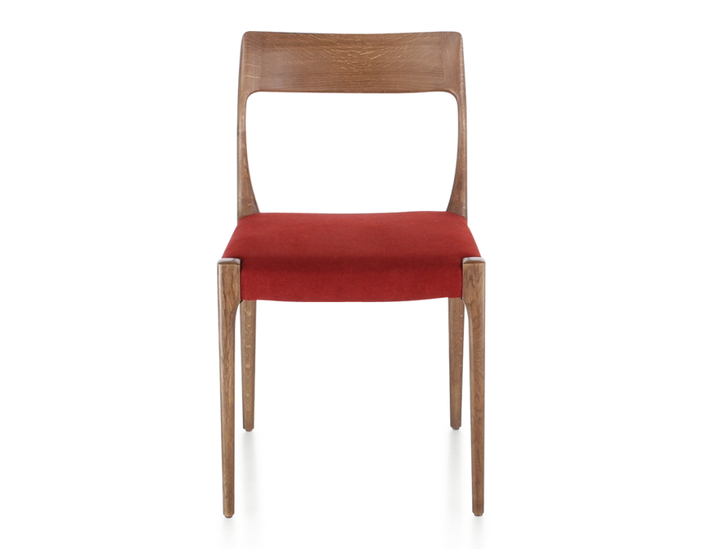 Scandinavian chair walnut-stained wood burgundy fabric seat Scandinavian chair walnut-stained wood burgundy fabric seat