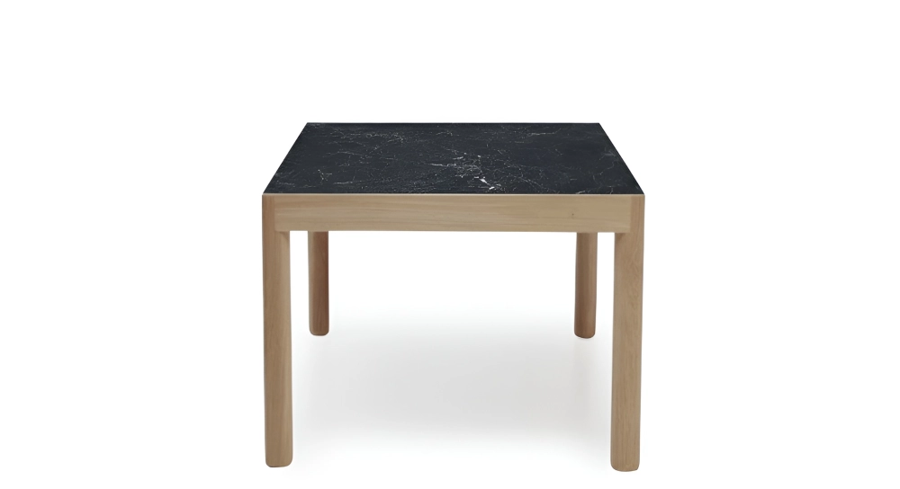 Table extensible 8 à 12 personnes en chêne et céramique allonges céramique bois teinte naturelle et céramique effet ardoise 180x100 cm