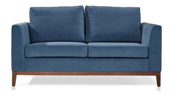 Canapé design 2 places tissu bleu jean