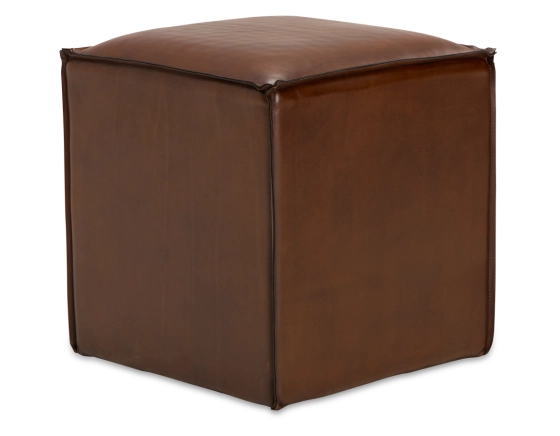 Pouf cuir marron vintage