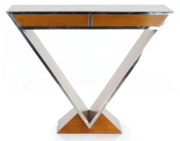 Console art déco double tiroirs bois teinte merisier Console art déco double tiroirs bois teinte merisier