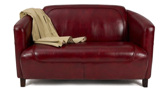 Sofá club de piel de 2 plazas rojo carmín